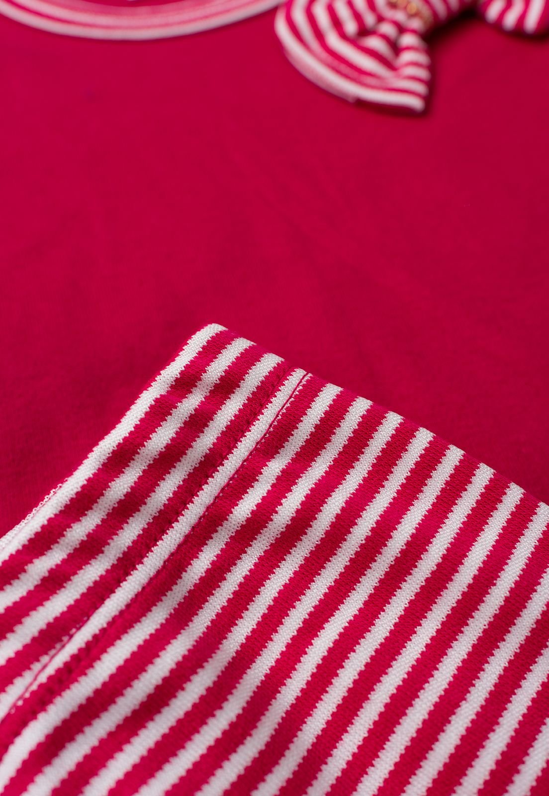 Detalhe: Cal&ccedil;a listrada do Conjunto Blusa com Lacinho e Cal&ccedil;a Listrada Ame Kids, cor Pink