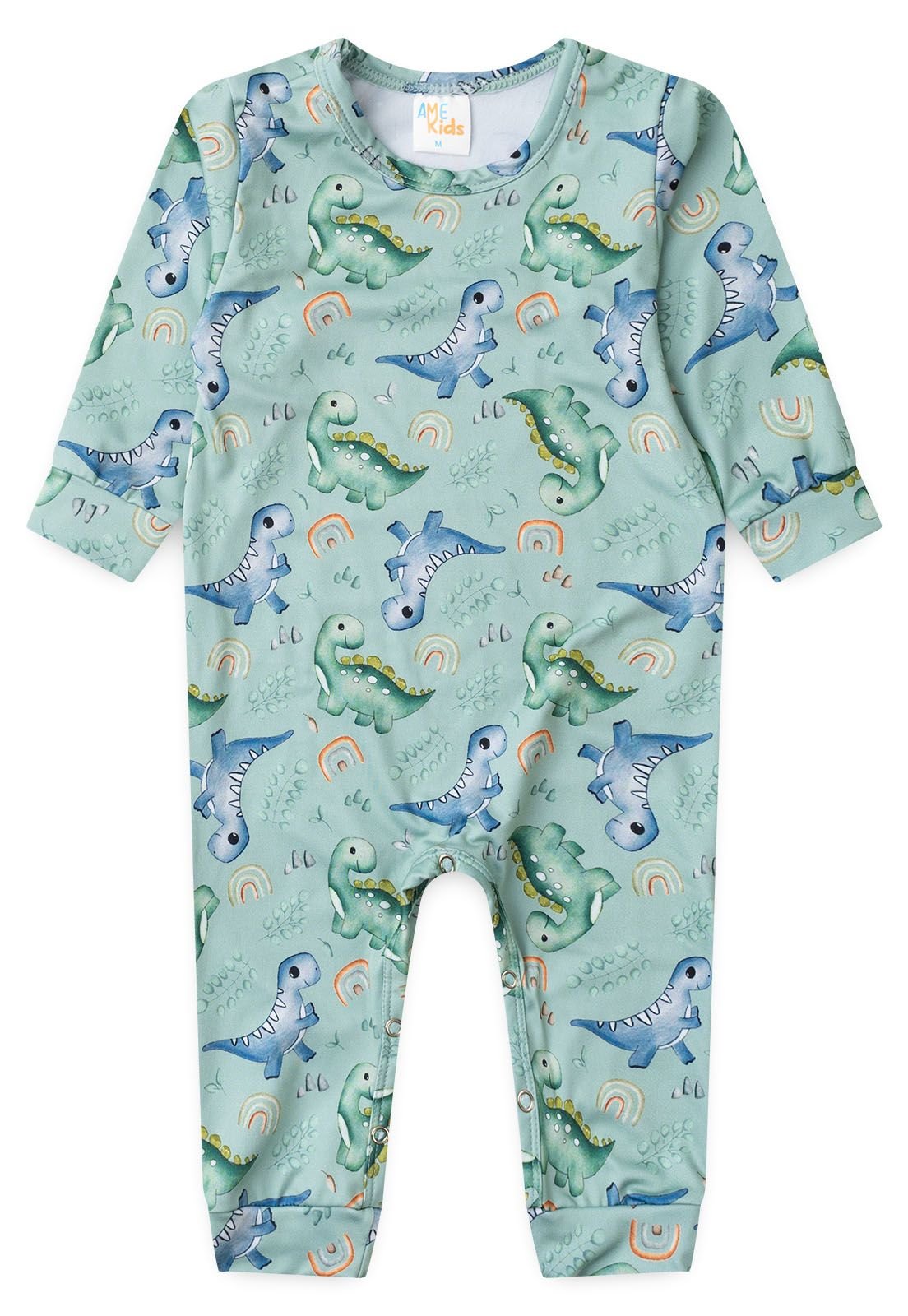 Macacão Longo Estampado Ame Kids na cor Verde