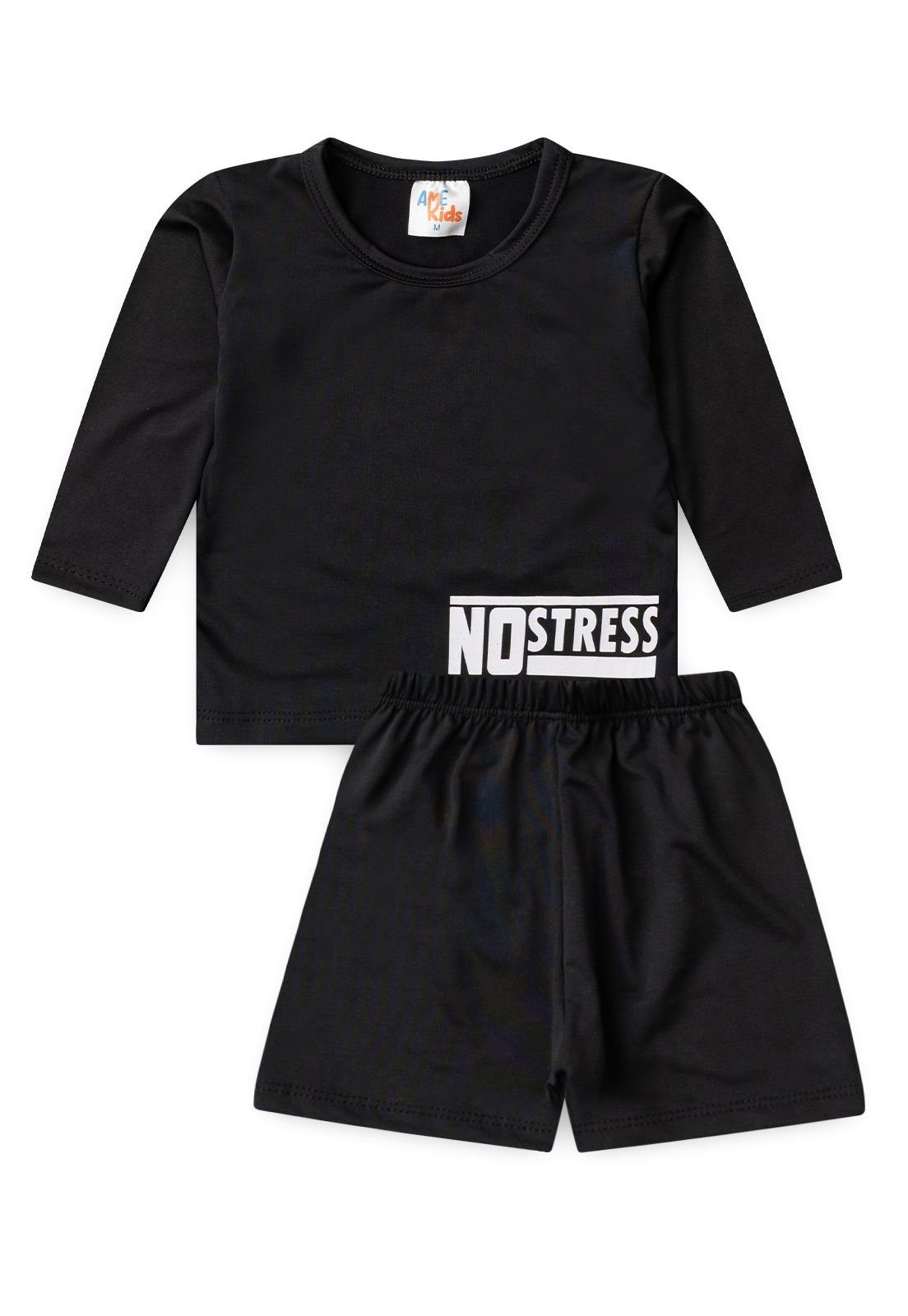 Conjunto Blusa e Shorts com Proteção UV Ame Kids na cor Preto