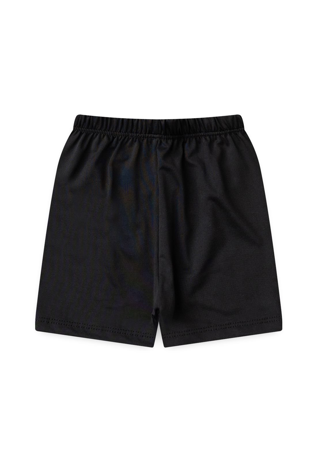 Detalhe: C&oacute;s com el&aacute;stico do Conjunto Blusa e Shorts com Prote&ccedil;&atilde;o UV Ame Kids, cor Preto