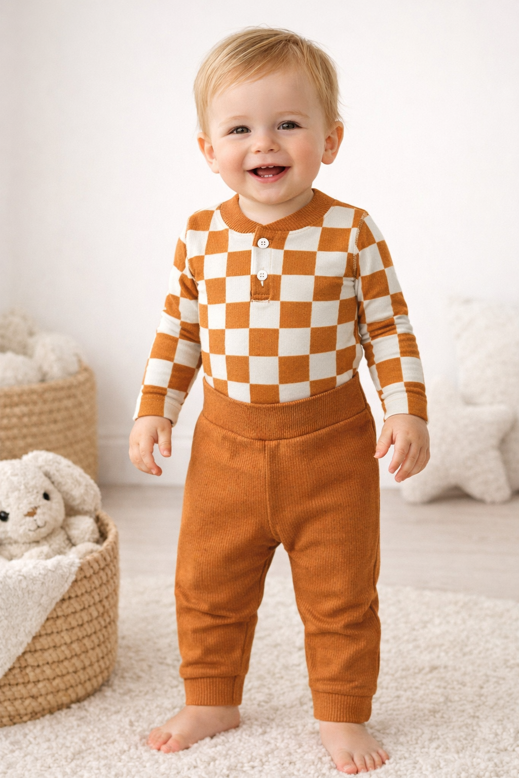 Conjunto Body Xadrez e Cal&ccedil;a Canelada Ame Kids na cor Avel&atilde;