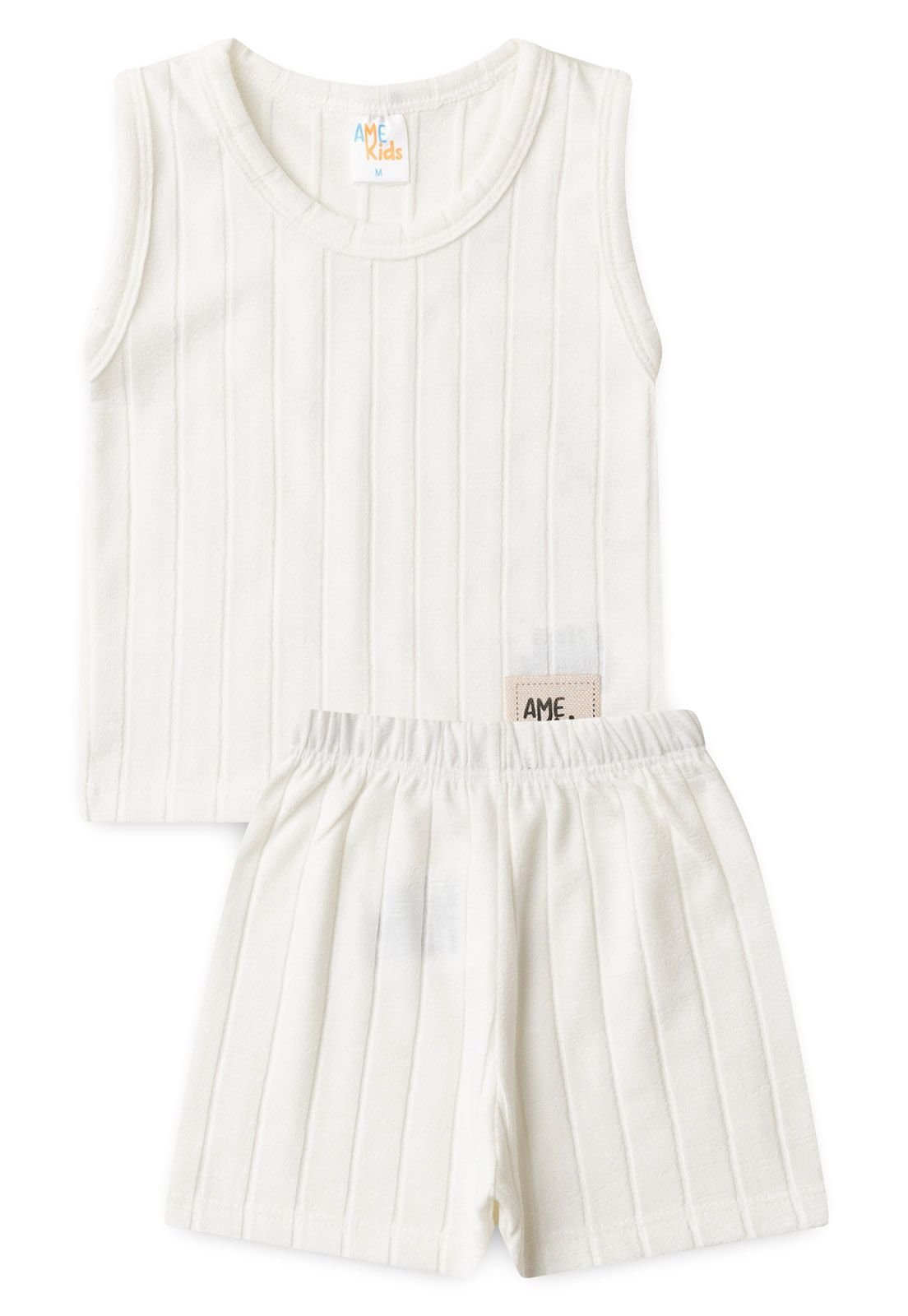 Conjunto Regata e Shorts Milano Ame Kids na cor Off-white