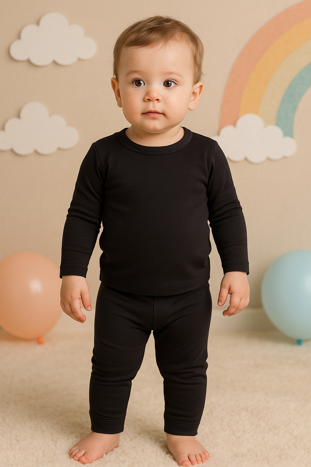 Conjunto Blusa e Cal&ccedil;a T&eacute;rmica Ame Kids na cor Preto
