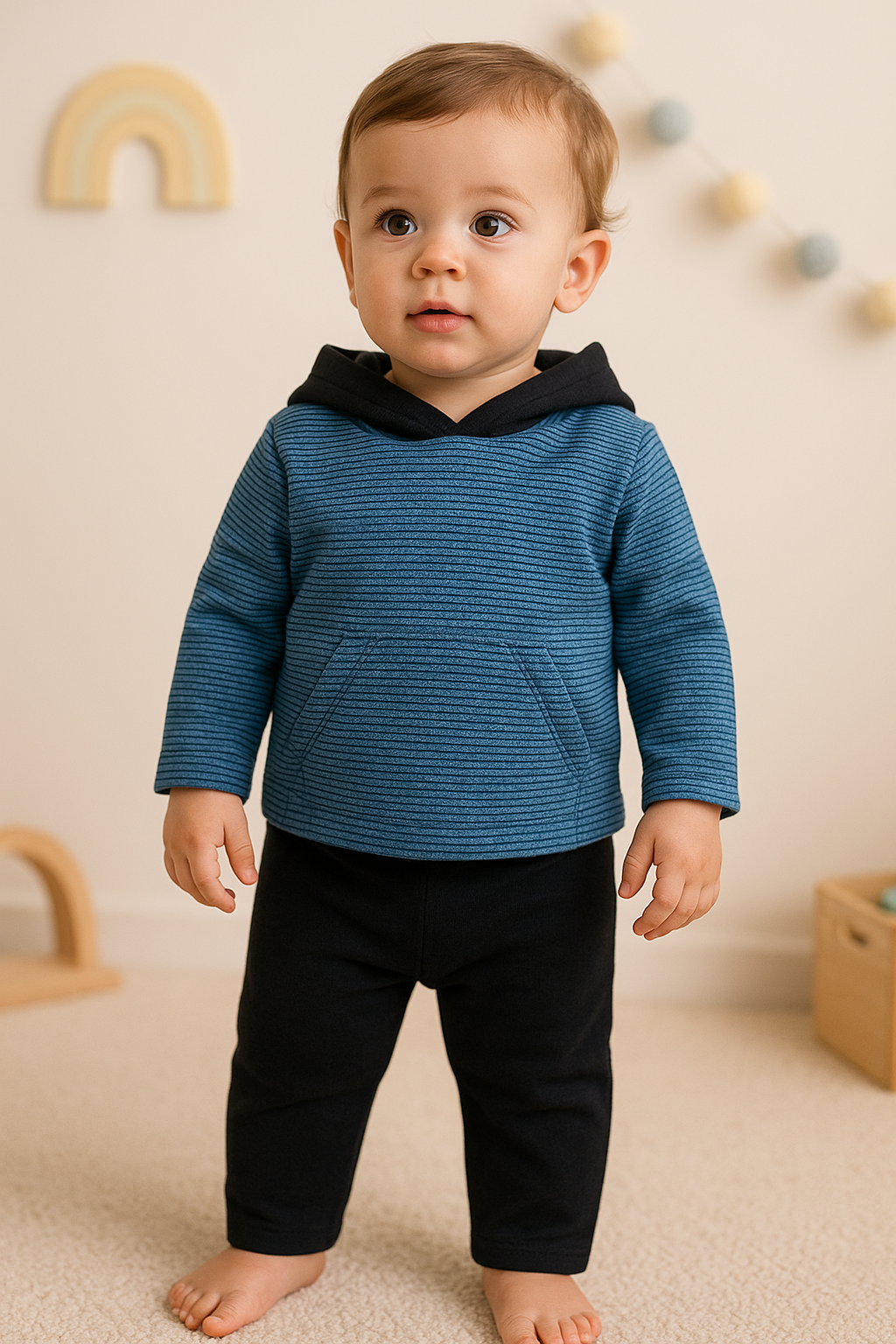 Conjunto Blusa com Capuz e Calça Ame Kids na cor Azul