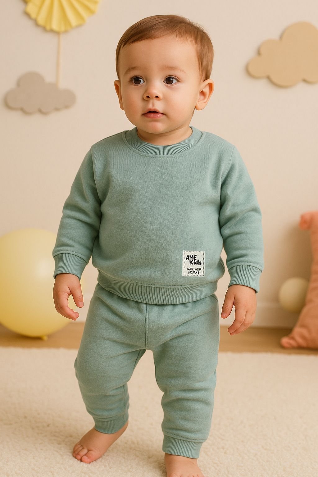 Conjunto Blusa e Cal&ccedil;a de Moletom Ame Kids na cor Verde