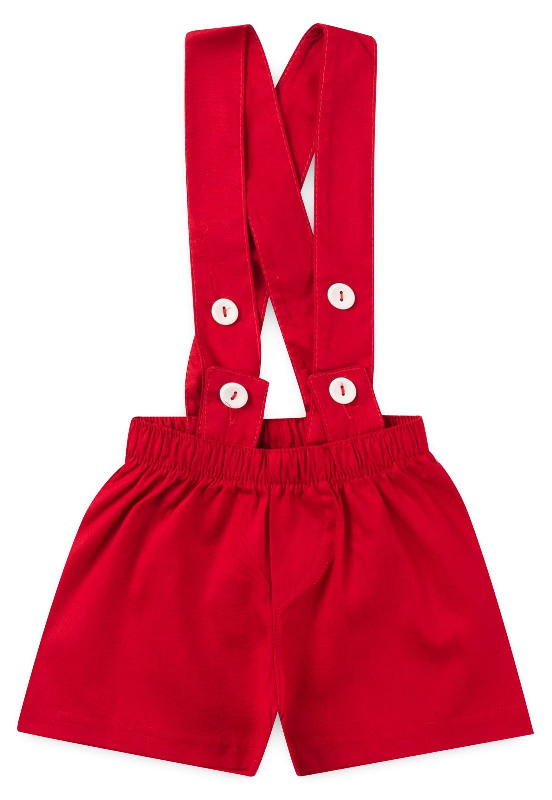 Jardineira de Tricoline Ame Kids na cor Vermelho