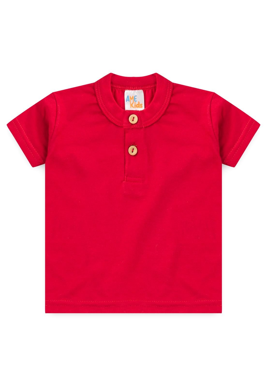 Camiseta com Botões Ame Kids na cor Vermelho