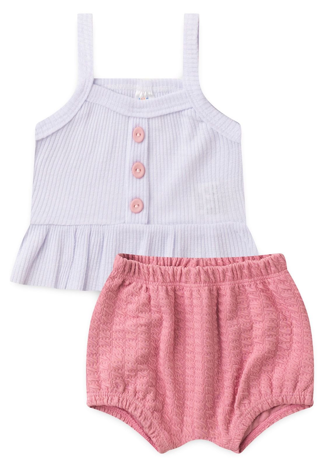 Conjunto Bata e Shorts Bubble Ame Kids na cor Rosa Beb&ecirc;
