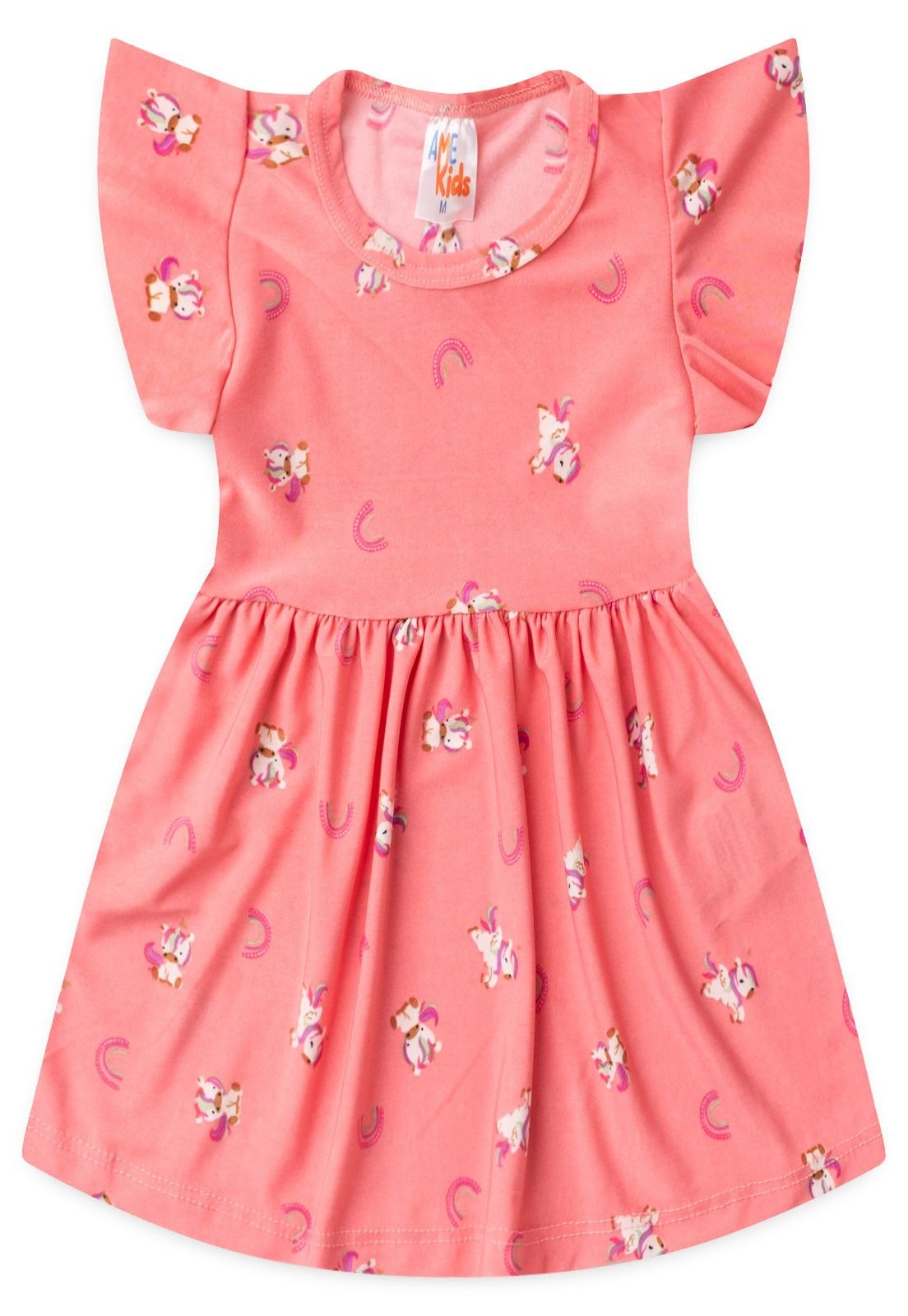 Vestido Curto de Liganete Ame Kids na cor Pêssego