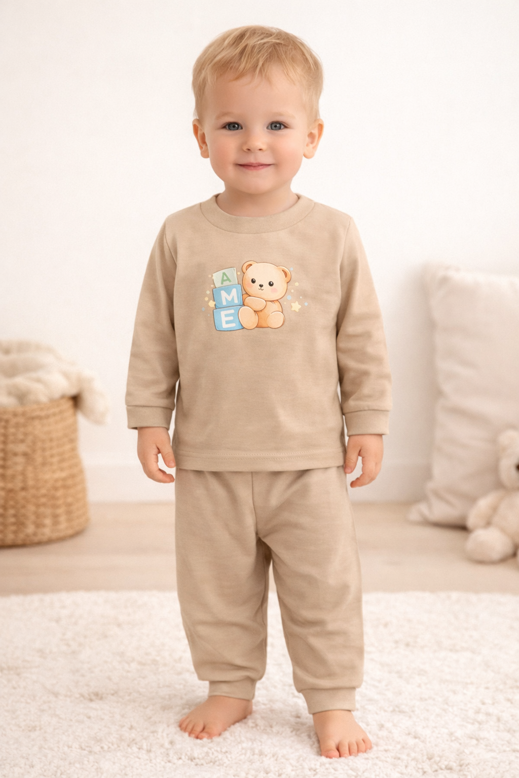 Pijama Blusa e Cal&ccedil;a Estampado Ame Kids na cor Doce de Leite
