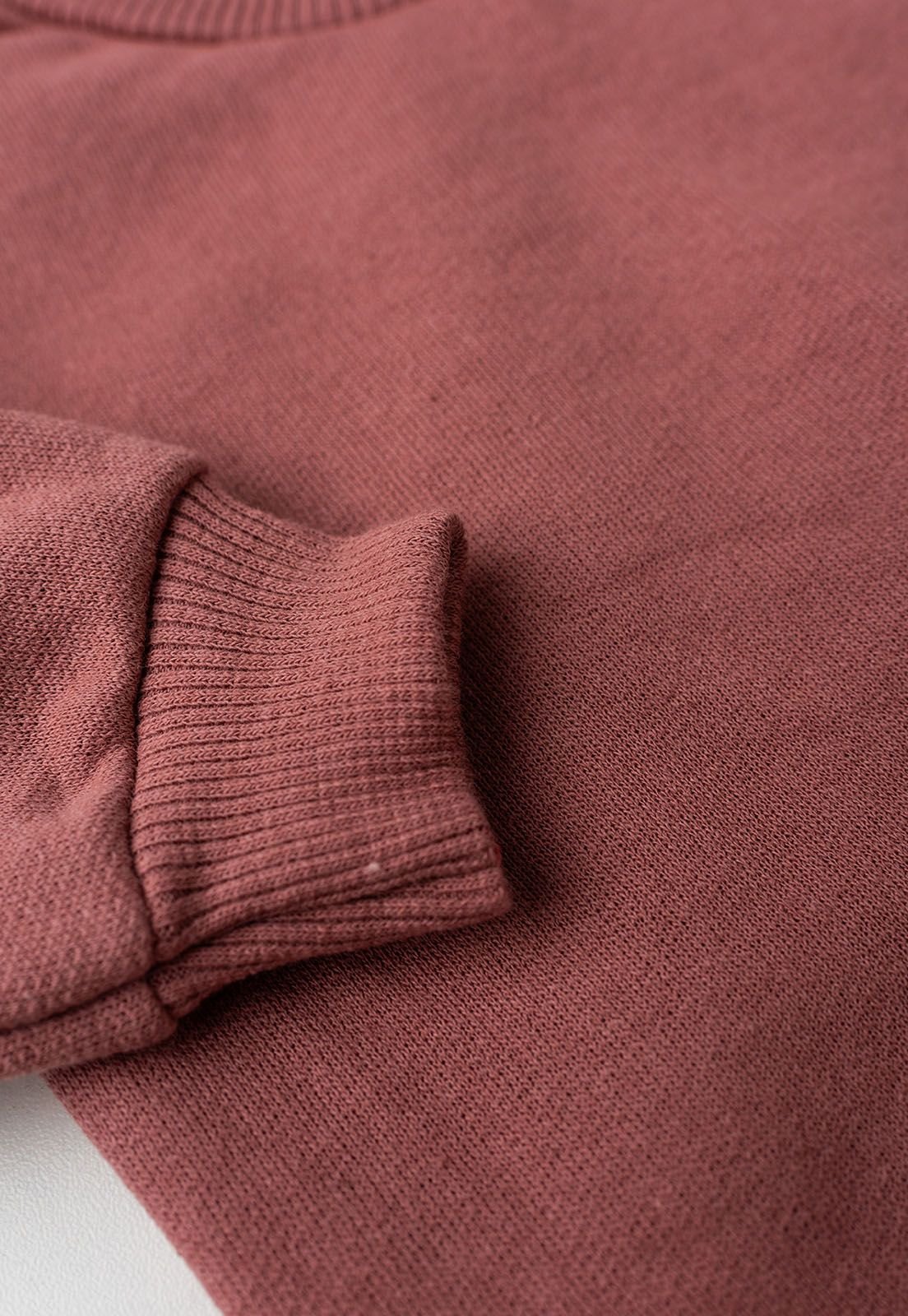 Detalhe: Punhos canelados do Conjunto Blusa de Moletom e Cal&ccedil;a T&eacute;rmica Estampada Ame Kids, cor Ros&ecirc;