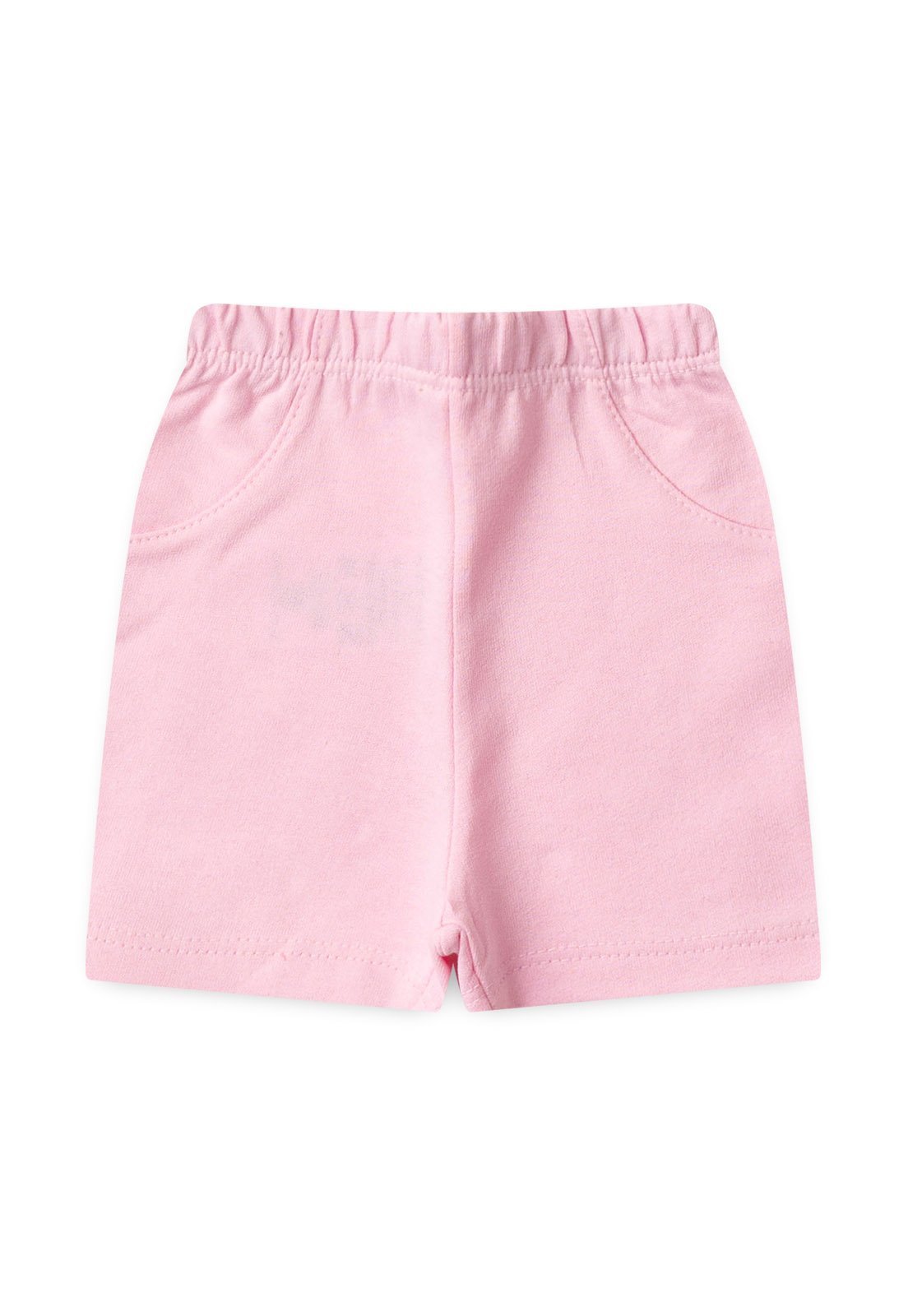 Detalhe: Bolso no shorts do Conjunto Blusa e Shorts Ame Kids, cor Rosa