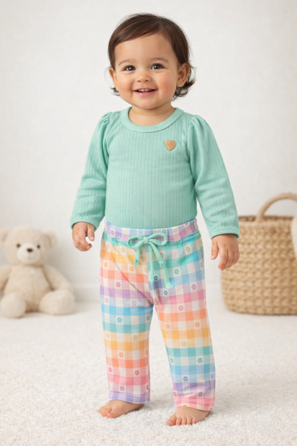 Conjunto Body e Cal&ccedil;a Estampada Ame Kids na vers&atilde;o Xadrez Tie Dye